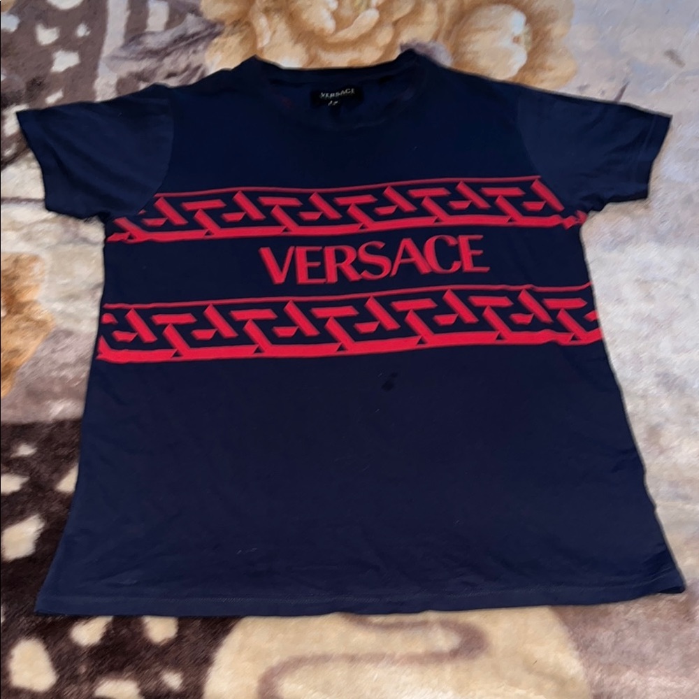 Versace Navy Blue and Red T-Shirt